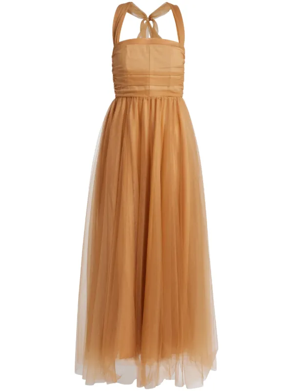 knee length dresses for ladies Antonia Printed Halterneck Maxi Dress