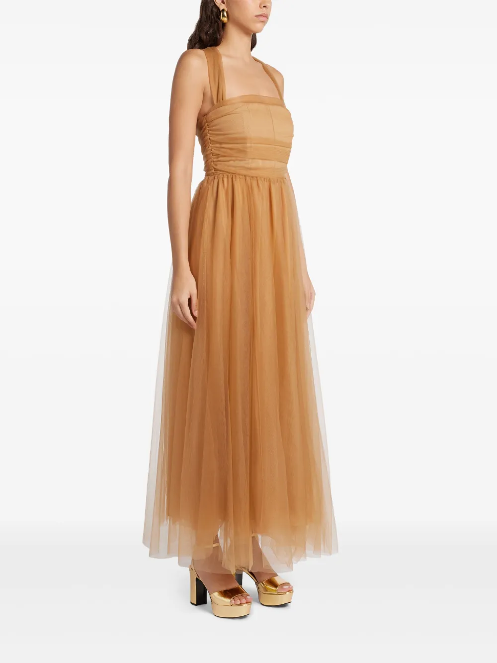 STAUD Antonia maxi-jurk Bruin
