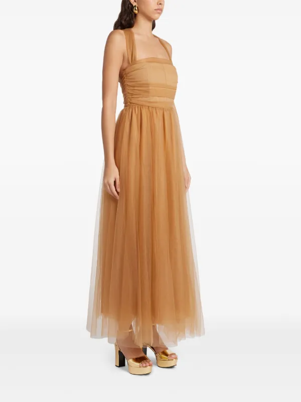 staud brown long dress Staud Marcel Silk Dress Earth main image 0