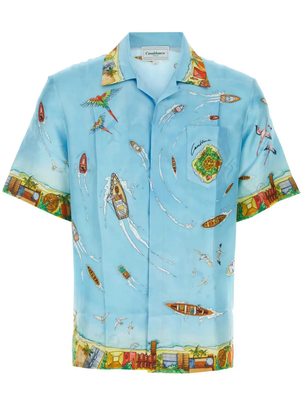 Casablanca Printed silk twill shirt - Blue