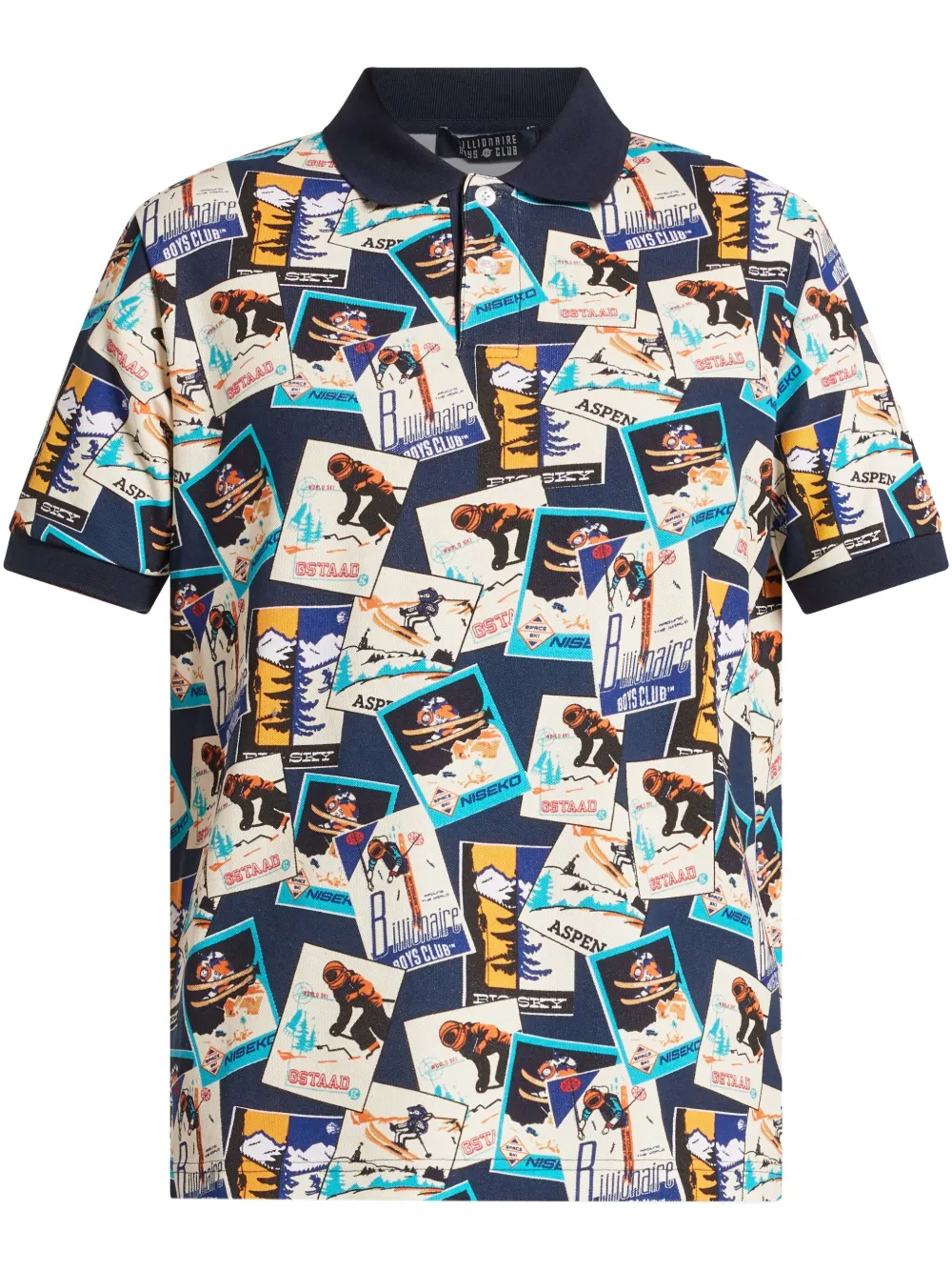 Billionaire Boys Club Piqué poloshirt met skiprint Blauw