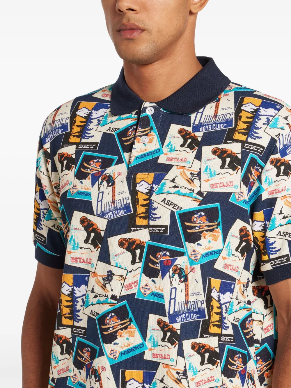 Billionaire Boys Club Piqué poloshirt met skiprint Blauw