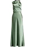 Amsale satin draped-neck maxi dress - Green