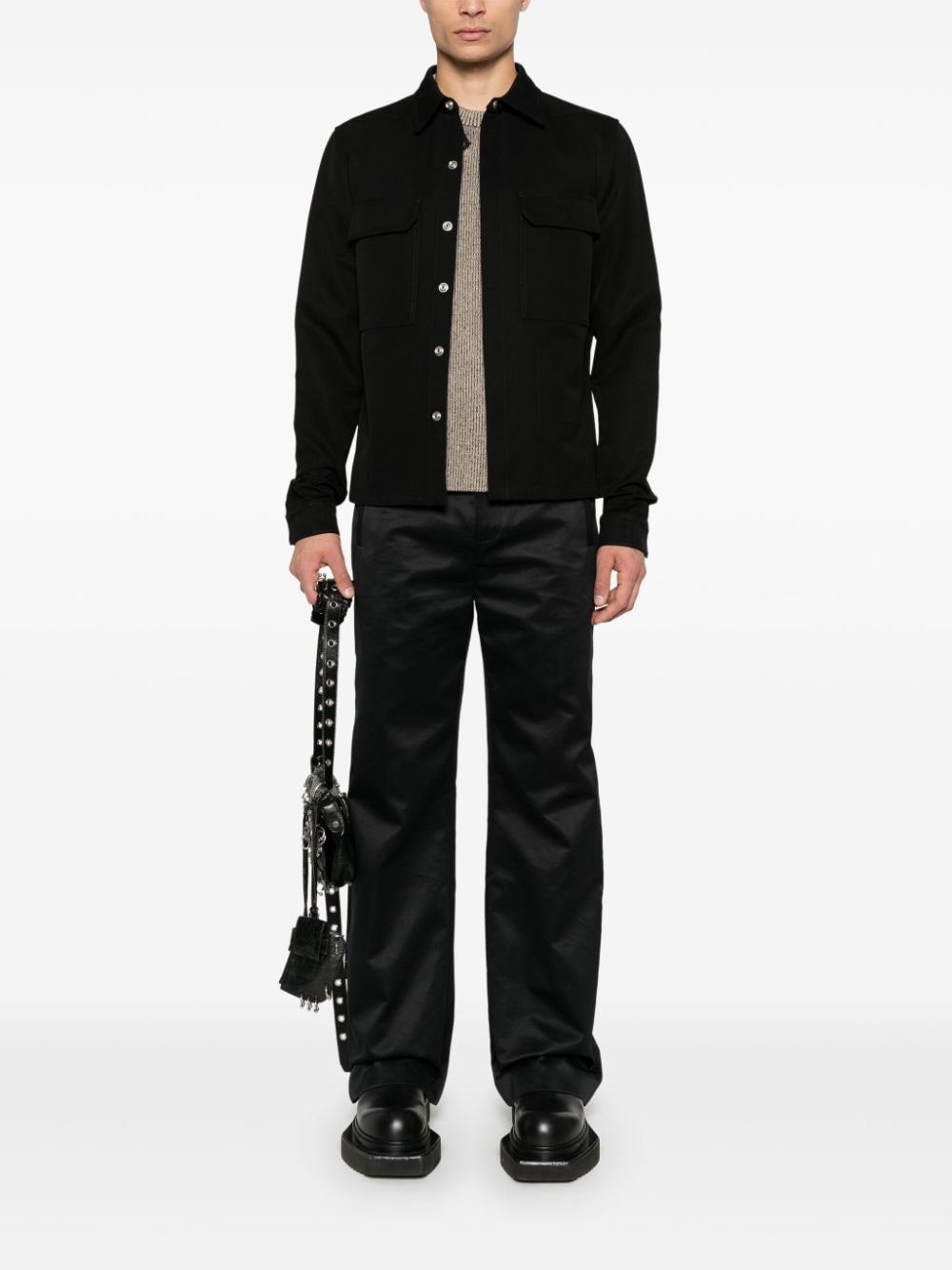 Rick Owens x Bonotto cropped shirt - Zwart