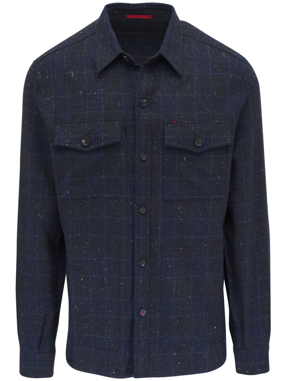 Isaia Geruit shirtjack Blauw
