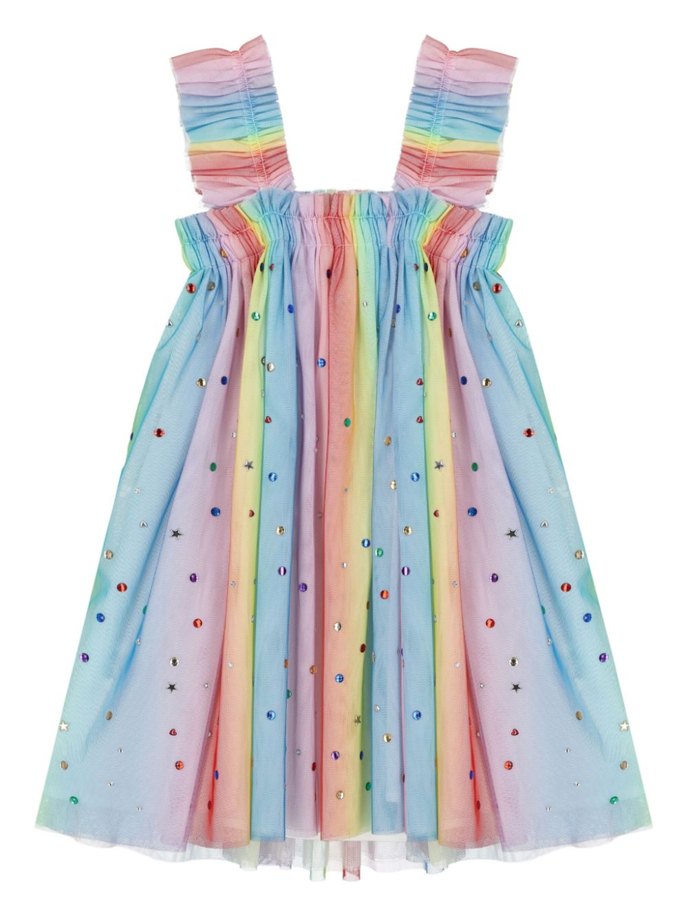 Stella McCartney Kids rainbow embellished tulle dress - Blue