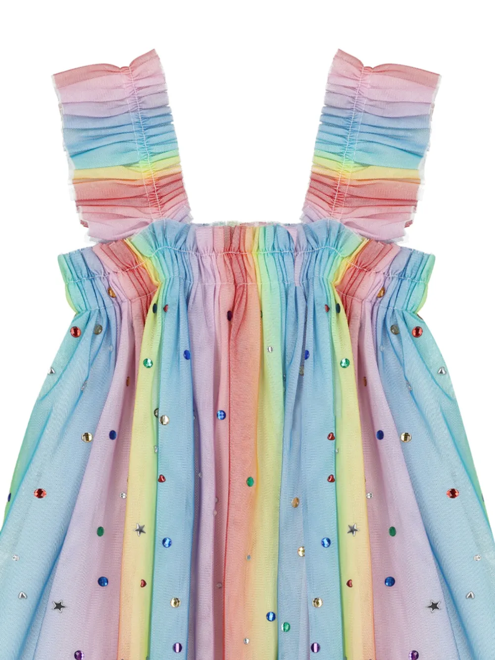 Stella McCartney Kids Tulen jurk verfraaid met regenboog Blauw