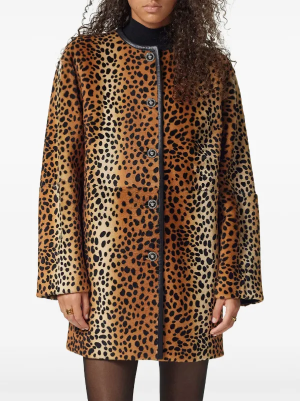 Leopard Print Versace Faux Fur Coat Versace Leopard-print