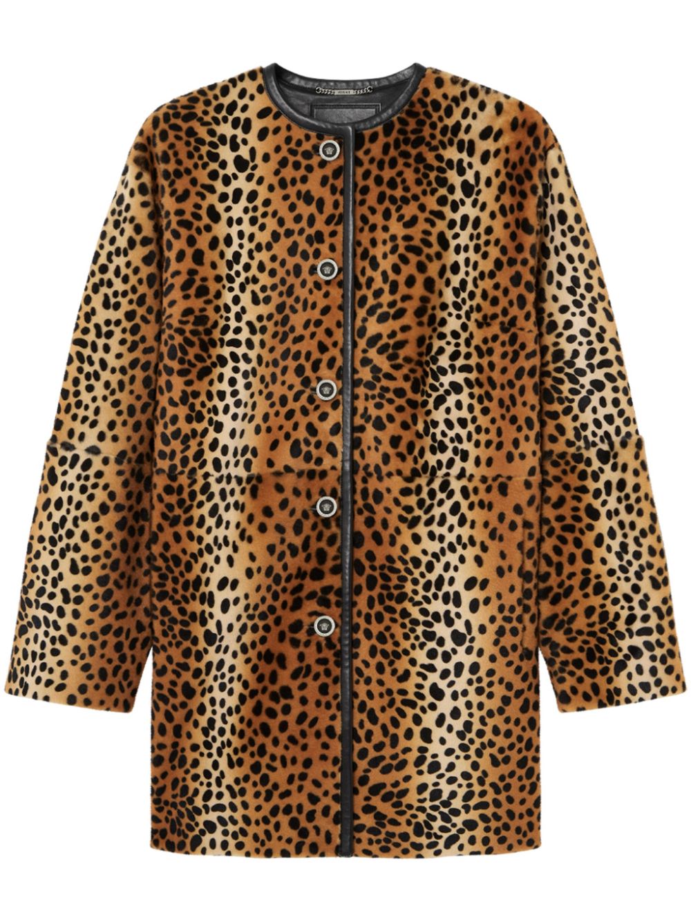 single-breasted printed coat