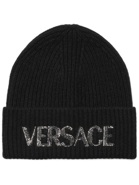 Versace logo-embroidered beanie