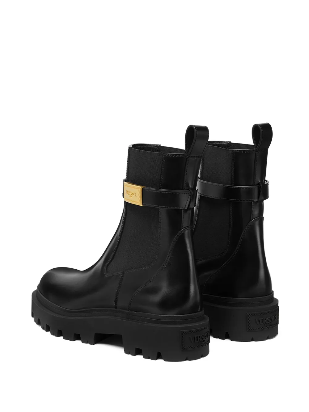 Versace leather ankle boots Black