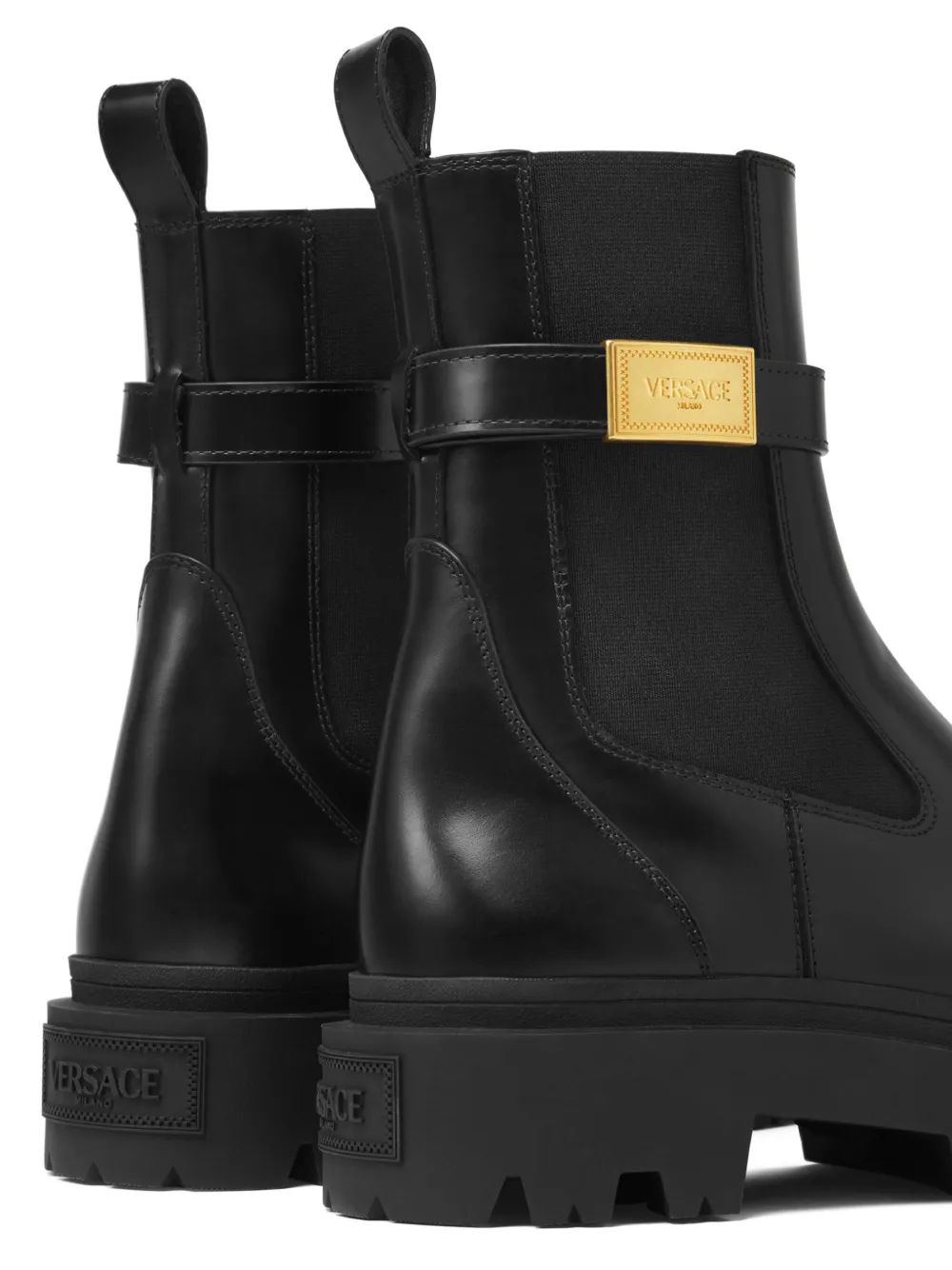 Versace leather ankle boots Black