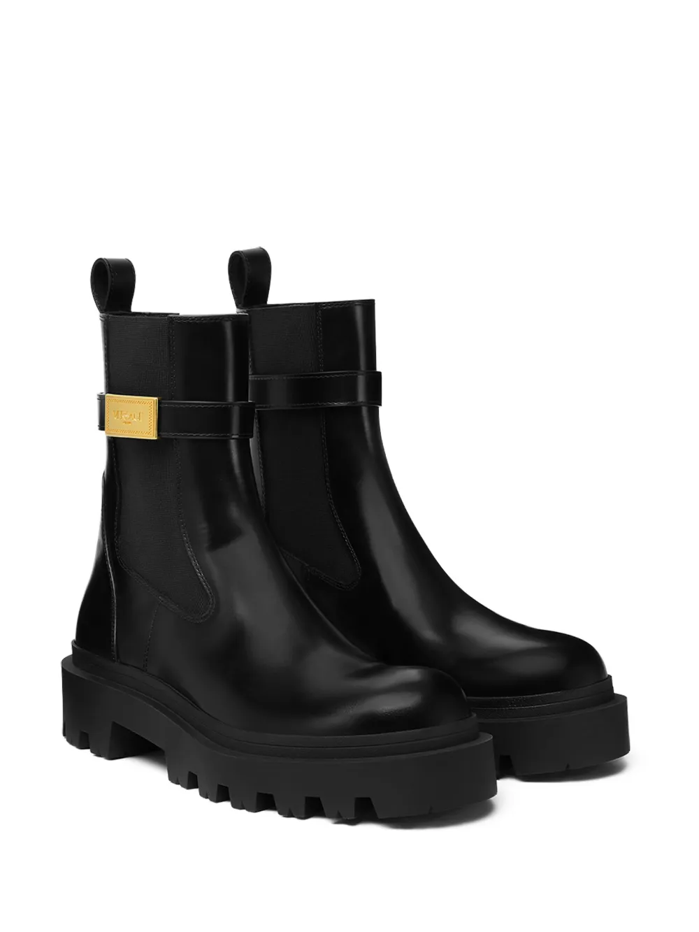 Versace leather ankle boots Black