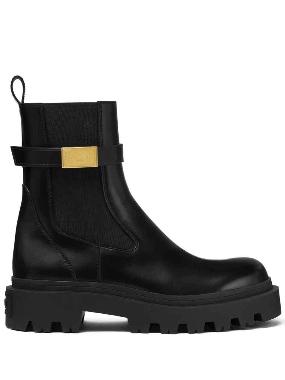 Versace leather ankle boots Black