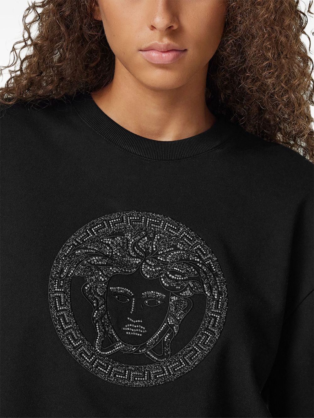 Shop Versace Logo-embellished Sweatshirt In Black