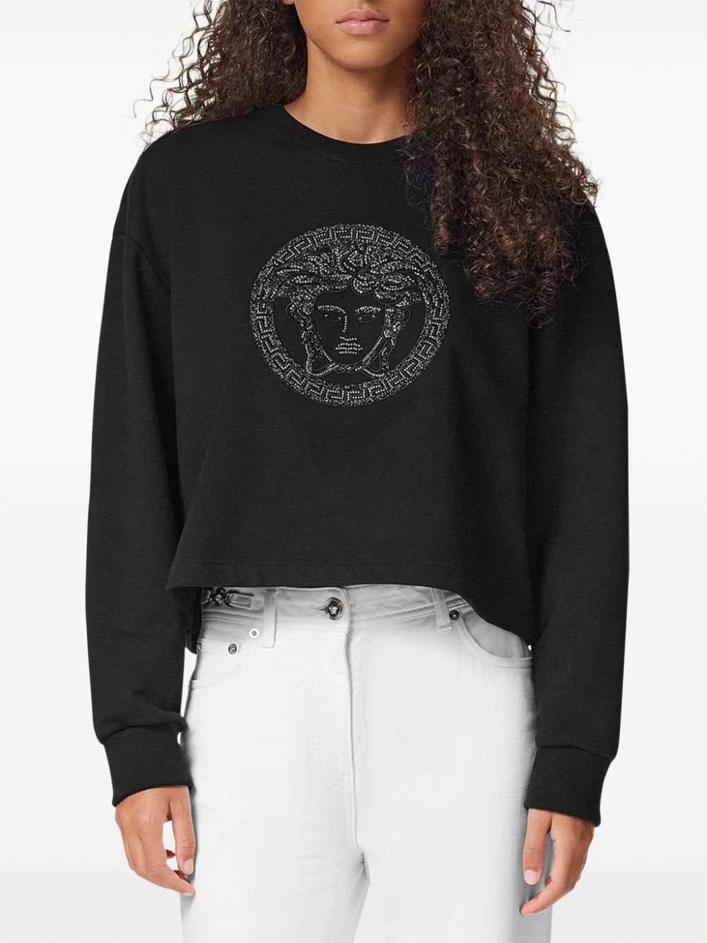 Shop Versace Logo-embellished Sweatshirt In Black