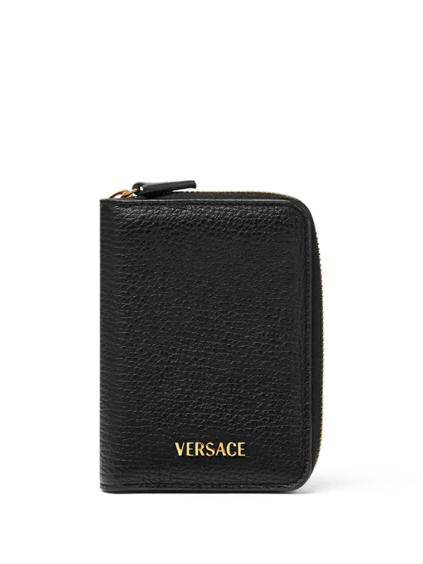 【VERSACE】ZIP AROUND WALLET Versace Tag Zip Wallet Black,Gold | VERSACE US