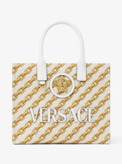 Versace small Chain Stripes La Medusa tote bag