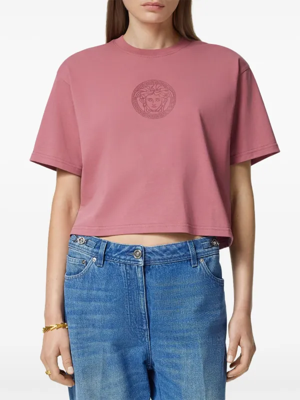 【関税&送料込】Versace Cropped Medusa T-Shirt Versace Medusa Cropped T-shirt | Pink | FARFETCH