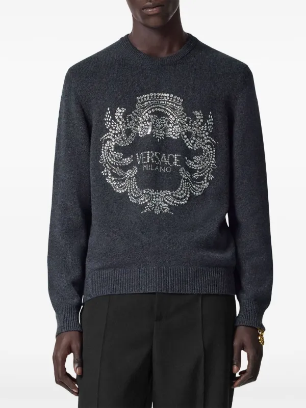 Versace Embroidered Medusa Sweater Grey FARFETCH SG