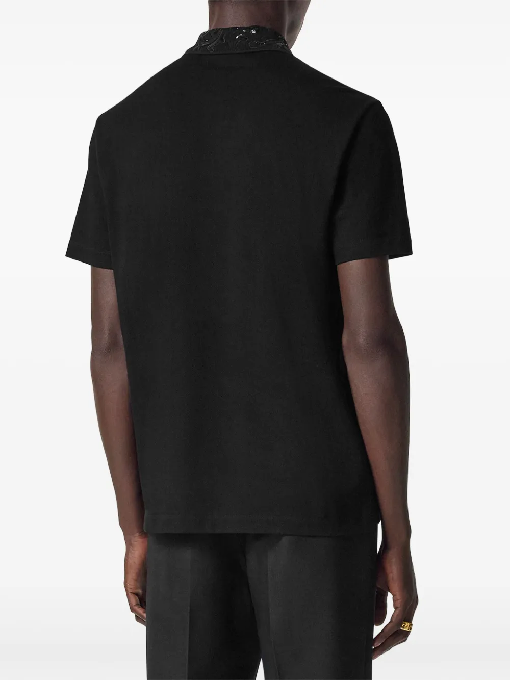 Versace Barocco poloshirt verfraaid met pailletten Zwart