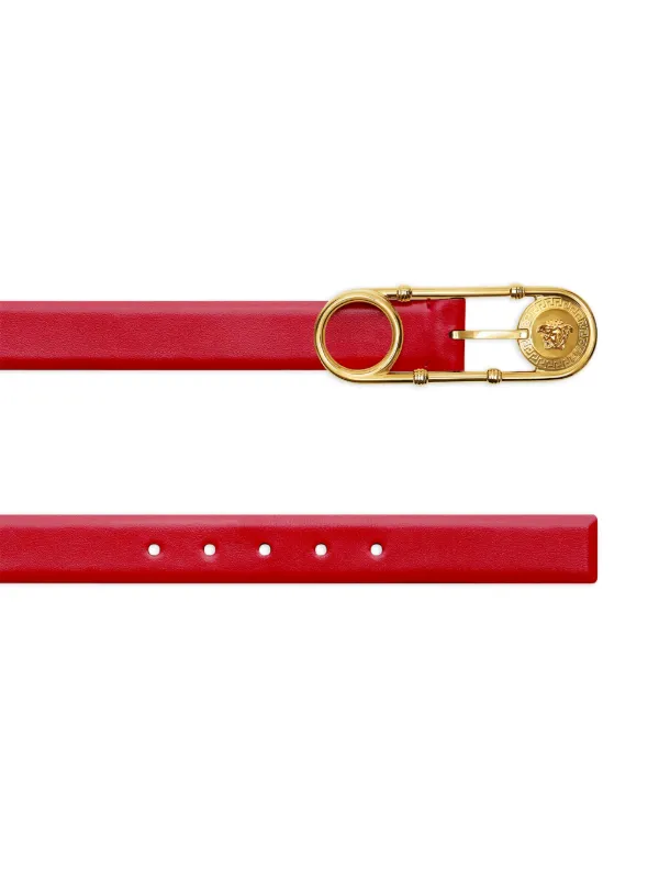 Versace Safety Pin Leather Belt | Red | FARFETCH