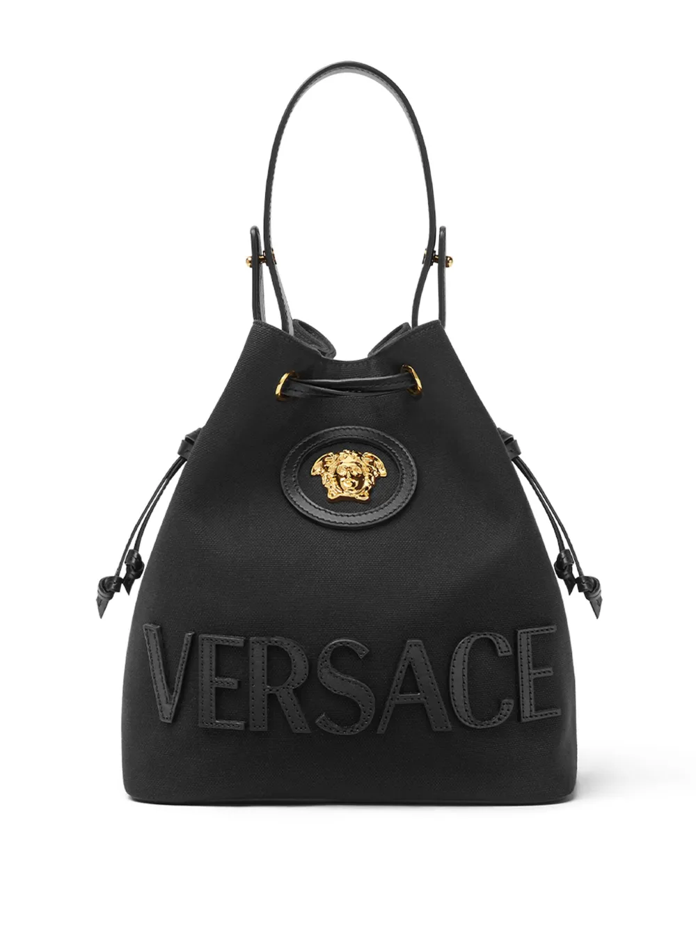 Versace La Medusa Bucket Bag In Black