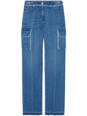 デニム・ジーパン VERSACE Light blue denim cargo jeans Versace wide-leg Cargo Jeans | Blue | FARFETCH