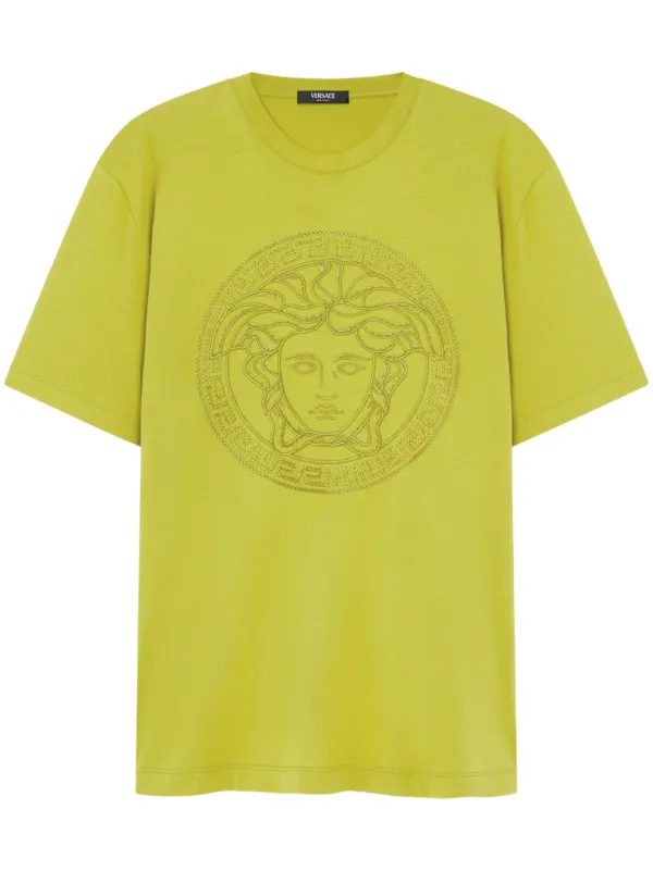 Versace Medusa-embroidered T-shirt | Yellow | FARFETCH