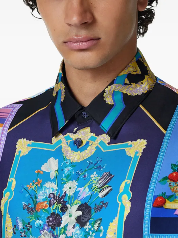 VERSACE｜ギャラリー シルクシャツ イタリア製 ライトブルー Versace - ギャラリー・シルク・ツイル・シャツ をオンライン