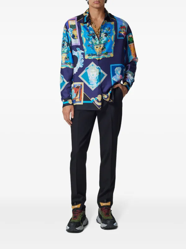 Versace Gallery Silk Shirt | Blue | FARFETCH
