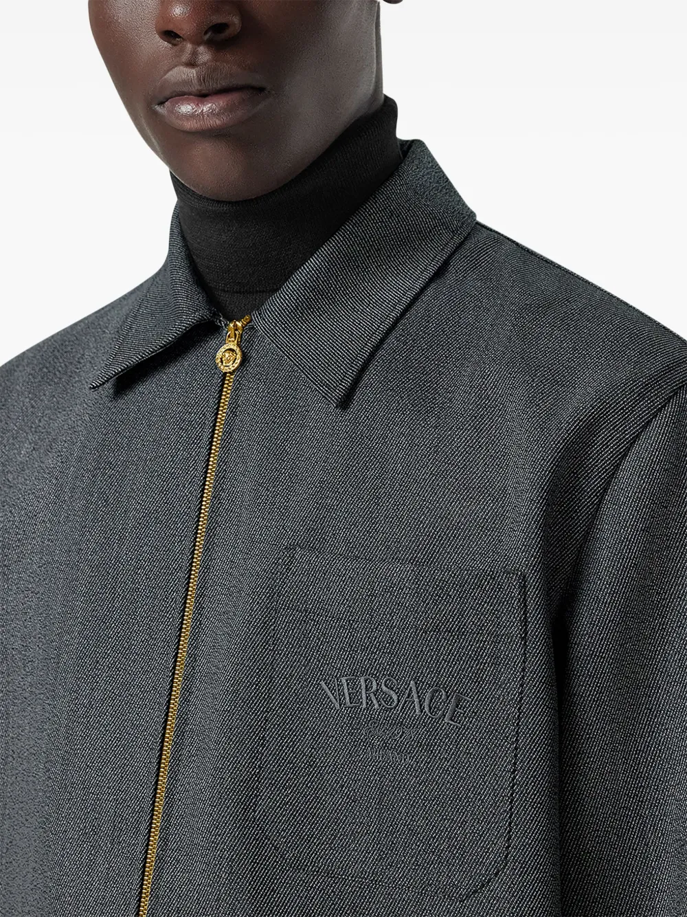 Versace Blouson jack met geborduurd logo Grijs
