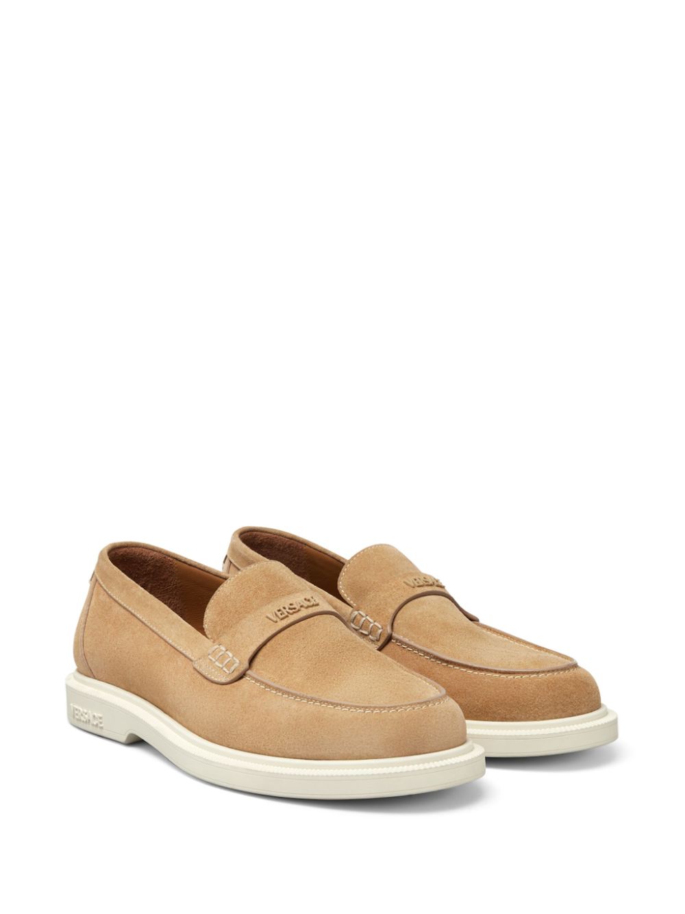 Versace logo-plaque loafers - Neutrals