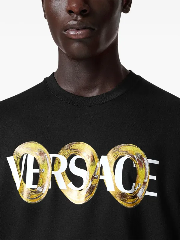 Versace Maxi Chain logo-print T-shirt | Black | FARFETCH IL