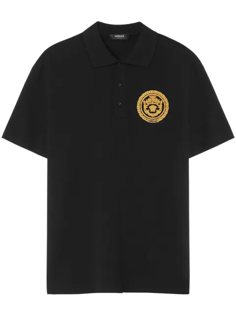 Versace Chain Crest embroidered polo shirt