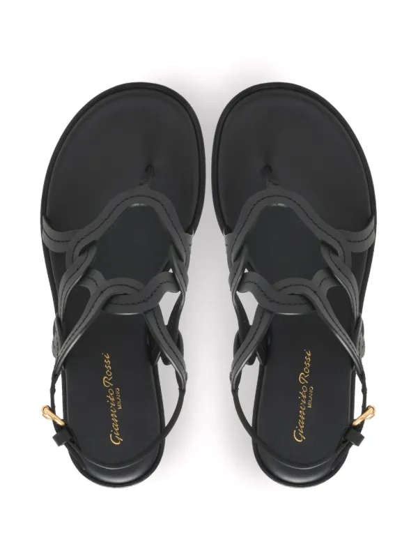 【GIANVITO ROSSI】AMALFI LEATHER FLAT SANDALS Gianvito Rossi Amalfi Sandals | Neiman Marcus