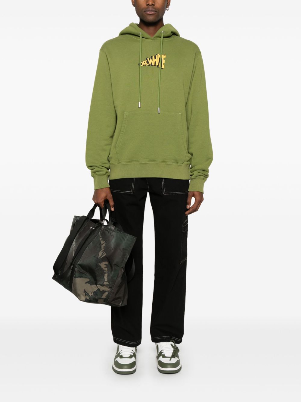 Off-White Arrows-print hoodie - Green