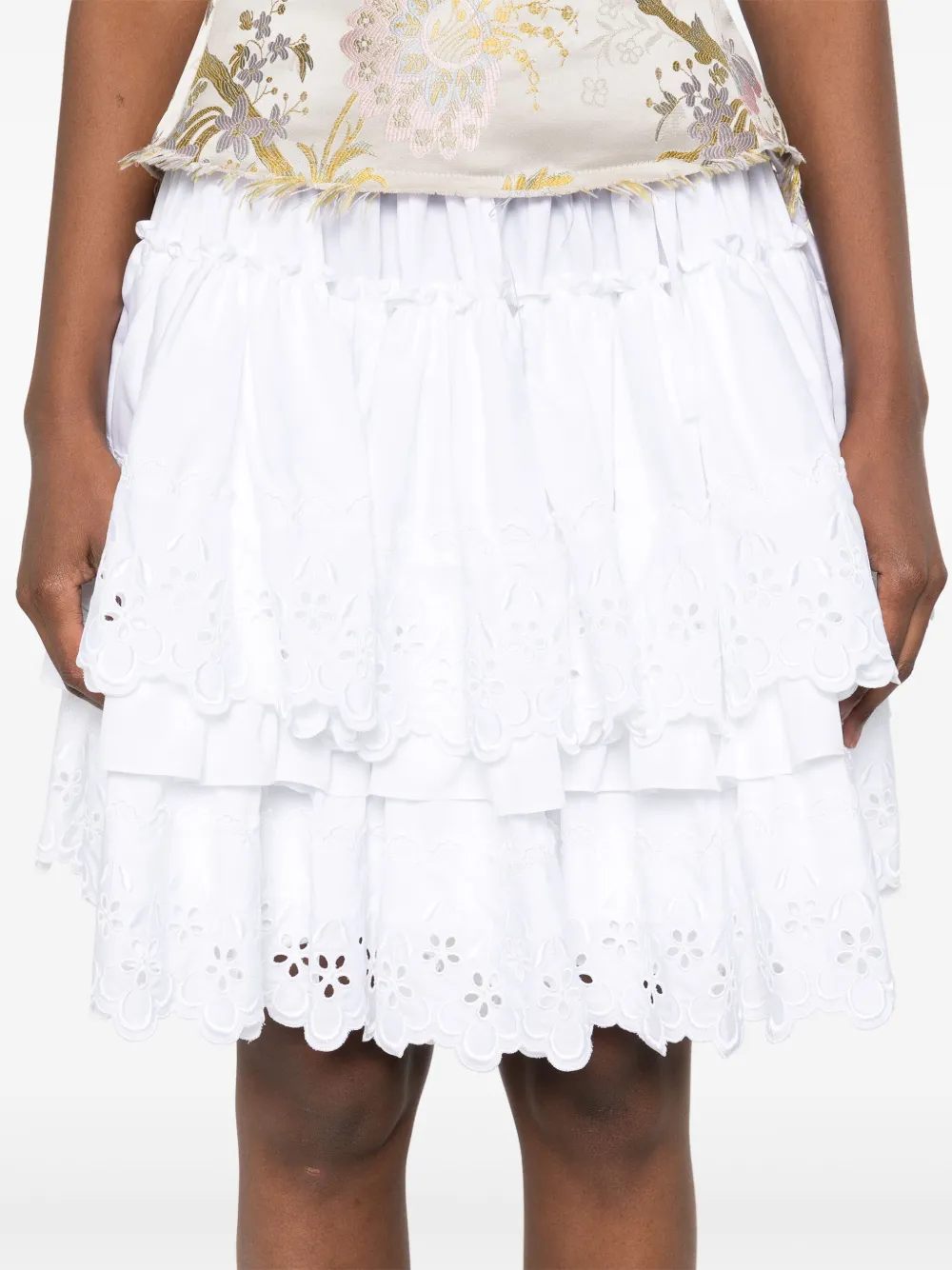 Simone Rocha Broderie anglaise midi-rok Wit