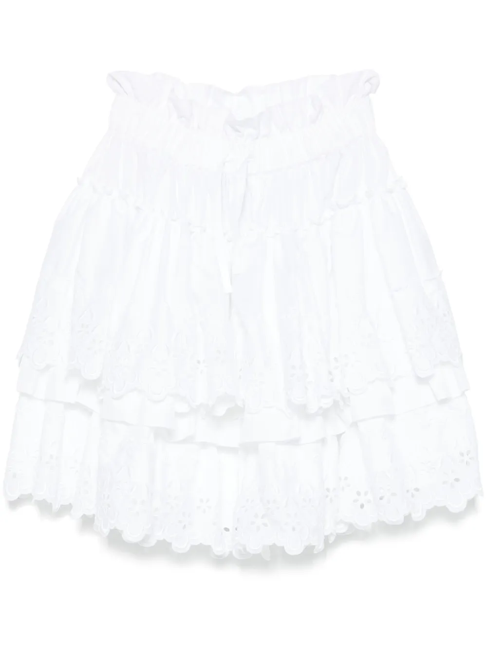 broderie-anglaise tiered mini skirt