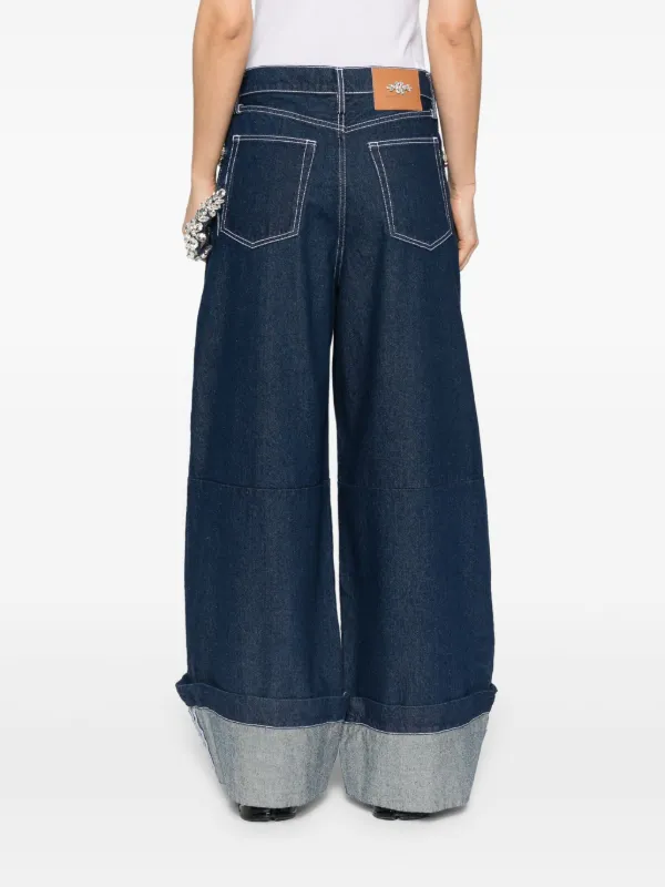 BTS ジン着用 Simone Rocha ロゴ クリスタルWide Puddleジーンズ Simone Rocha Wide Puddle Jeans | Blue | FARFETCH JO