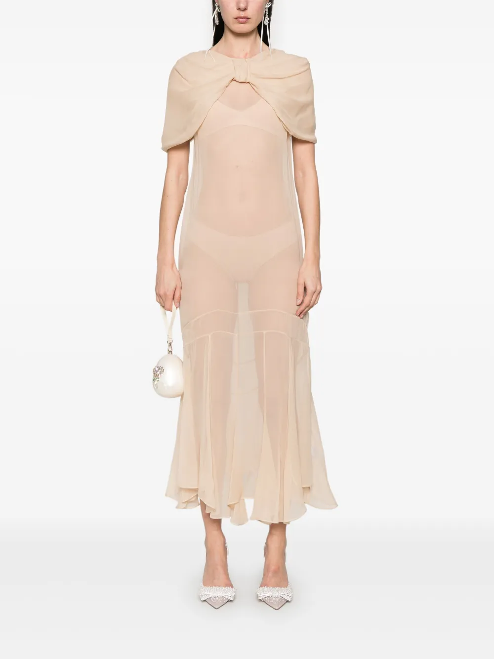 Simone Rocha Doorzichtige midi-jurk - Beige