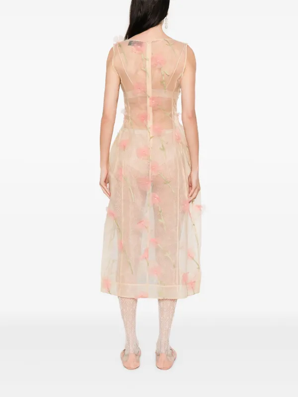 Simone Rocha Spculpted Carnation Midi Dress | Neutrals | FARFETCH