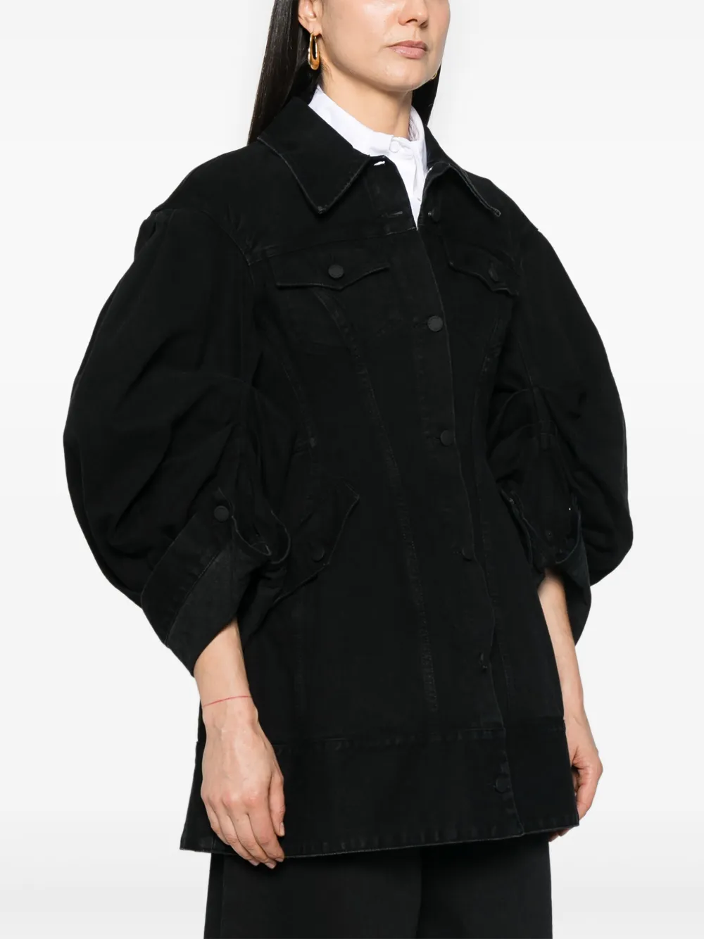 Simone Rocha Bewerkte denim jas Zwart