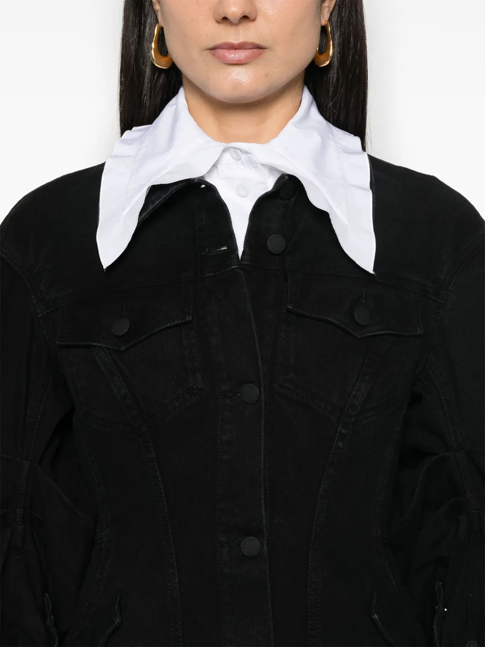 Simone Rocha Bewerkte denim jas Zwart