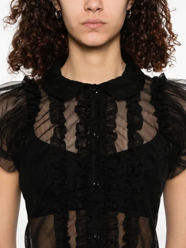 Simone Rocha ラッフル シアーブラウス | ブラック | FARFETCH JP