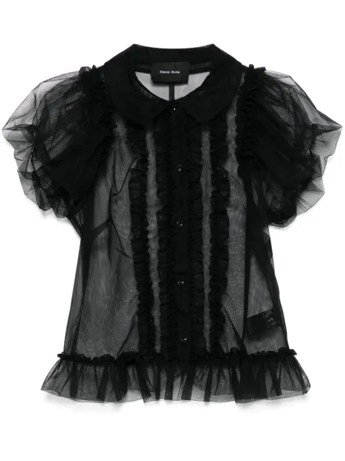 Blouse volantée à effet de transparence - Simone Rocha - Modalova