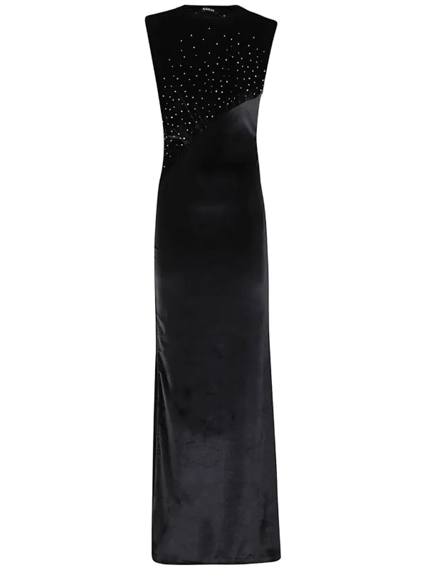 Amen Crystal-embellished Velvet Dress - Black