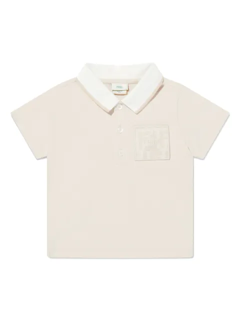 Fendi Kids Camisa polo com logo bordado