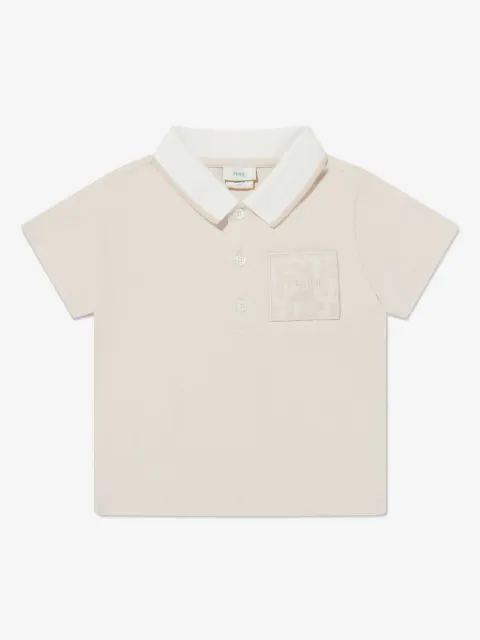 Fendi Kids playera tipo polo con logo bordado