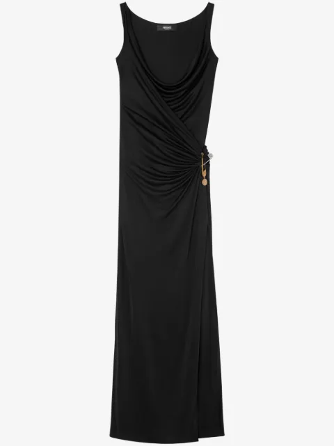 Versace платье со сборками и декором Safety Pin